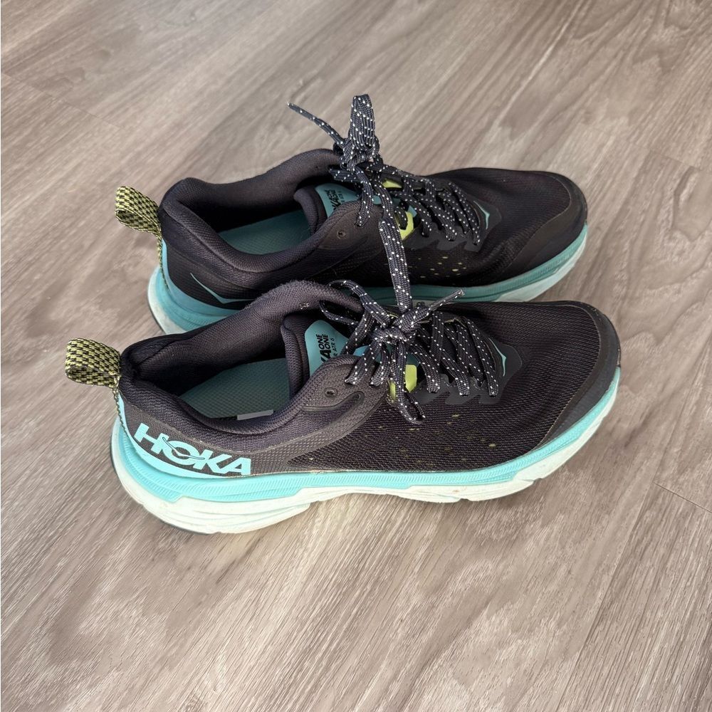 Hoka Women's Black and Teal Athletic Shoes